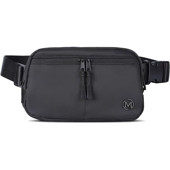 Handbags - Womens Black Fanny Pack 2L Crossbody Belt Bag Waterproof 5 Zipper Pockets